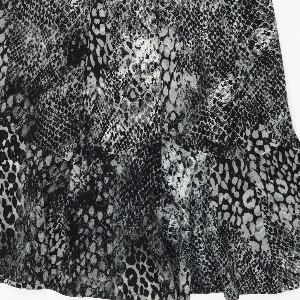 Bonmarché Womens Grey Striped Polyester Trumpet Skirt Size 18 Drawstring - Snake Skin Print