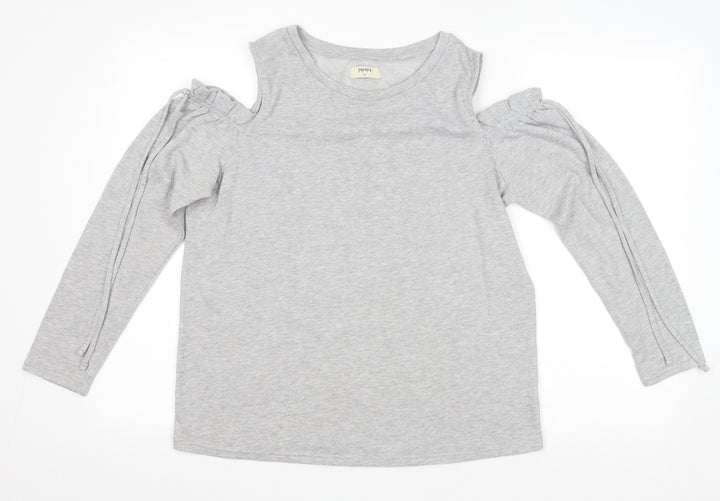 Papaya Womens Grey Polyester Pullover Sweatshirt Size 14 Pullover - Cold Shoulder