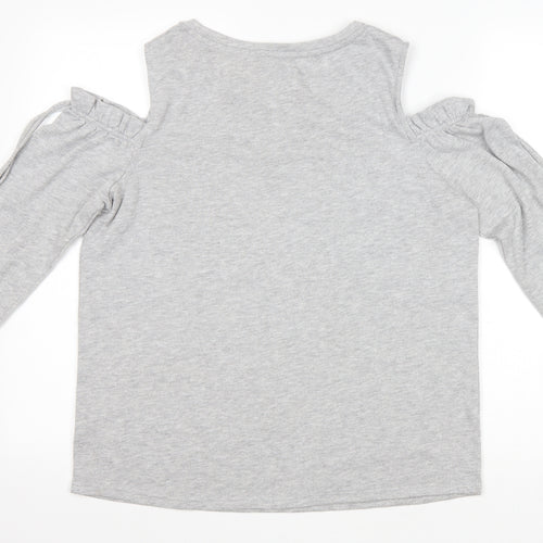 Papaya Womens Grey Polyester Pullover Sweatshirt Size 14 Pullover - Cold Shoulder