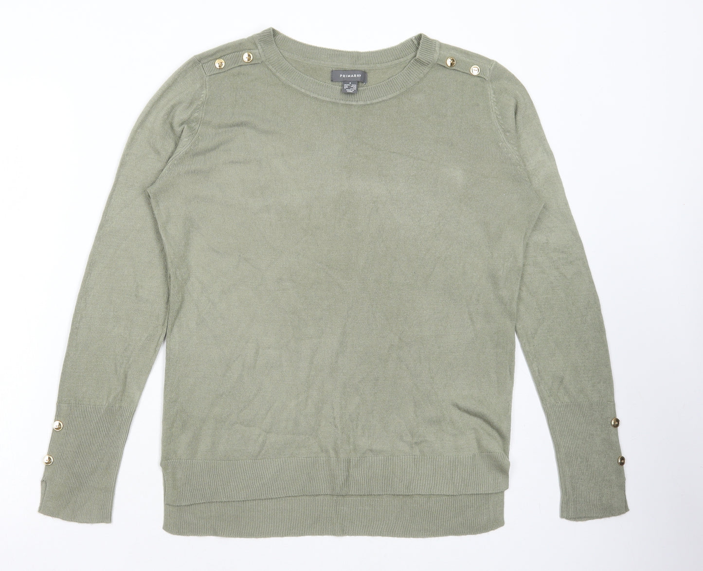 Primark Womens Green Round Neck Acrylic Pullover Jumper Size S