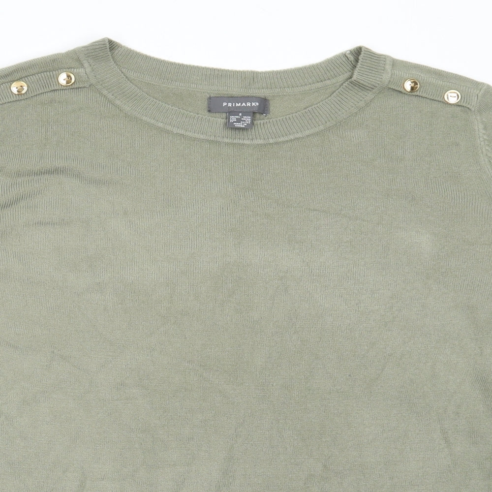 Primark Womens Green Round Neck Acrylic Pullover Jumper Size S
