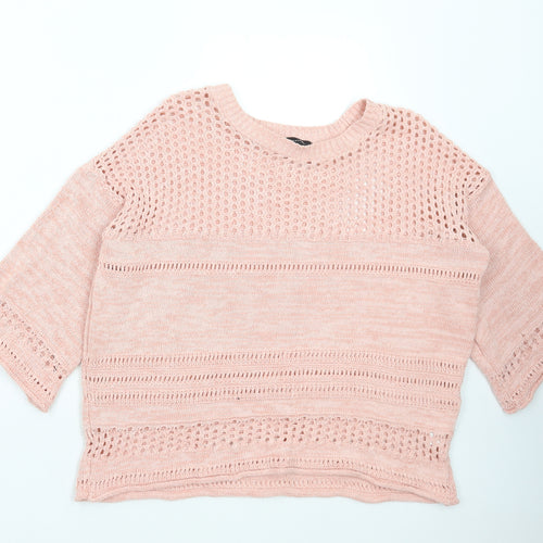 Atmosphere Womens Pink Boat Neck Cotton Pullover Jumper Size M