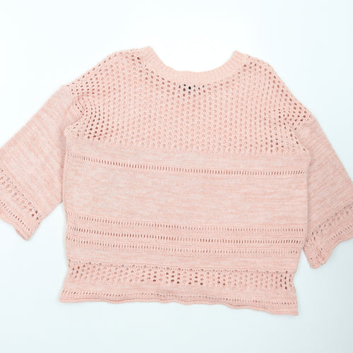 Atmosphere Womens Pink Boat Neck Cotton Pullover Jumper Size M