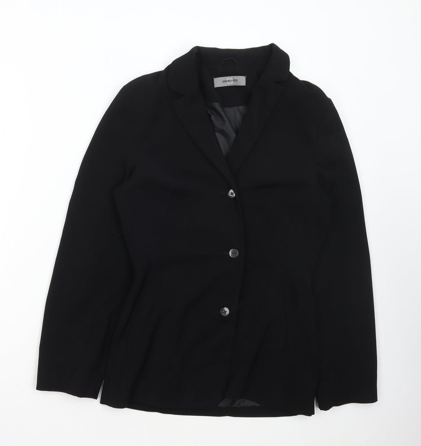 AMARANTO Womens Black Jacket Blazer Size 10 Button