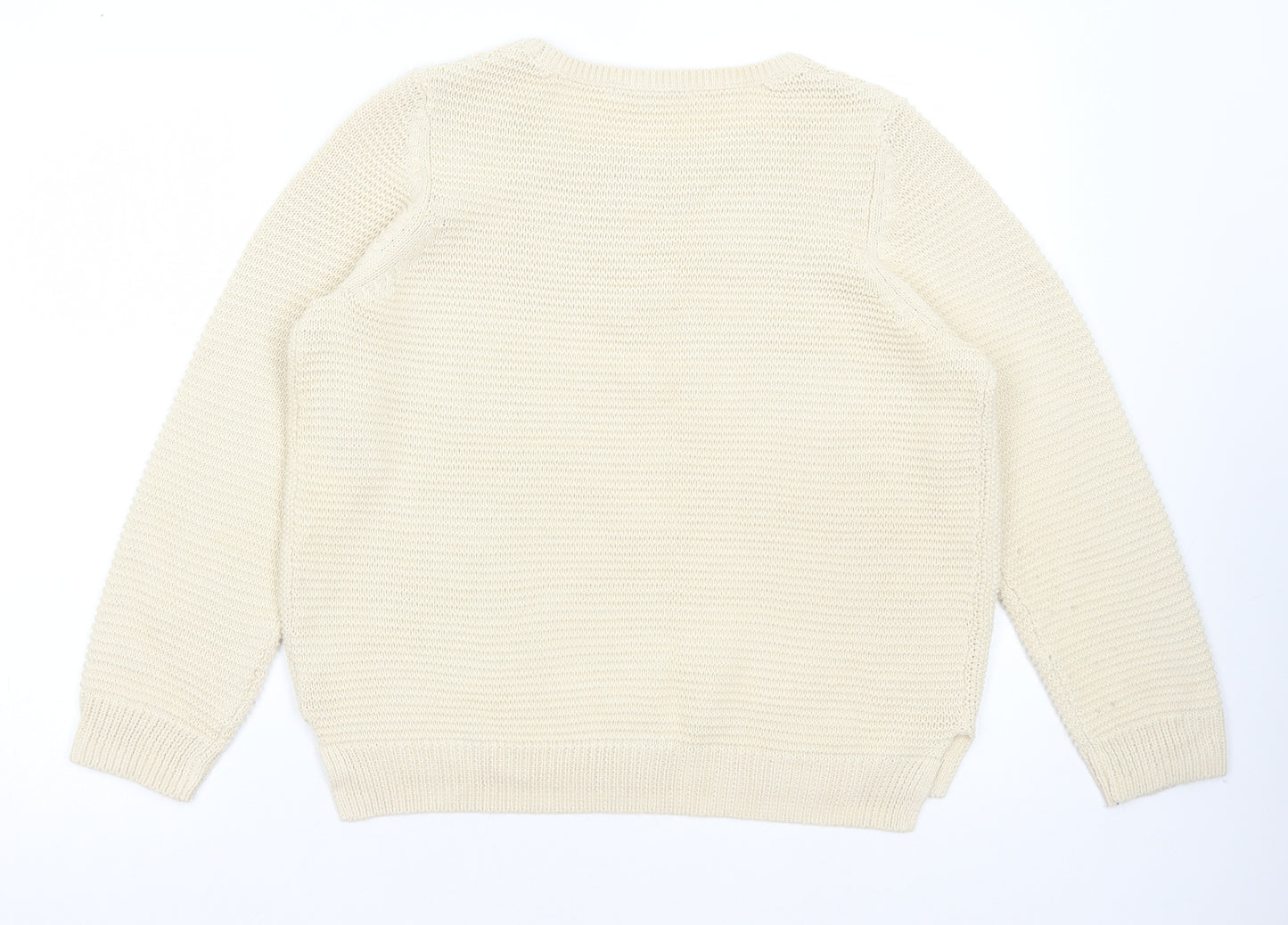 George Womens Beige Round Neck Acrylic Pullover Jumper Size 16 - Lace up detail