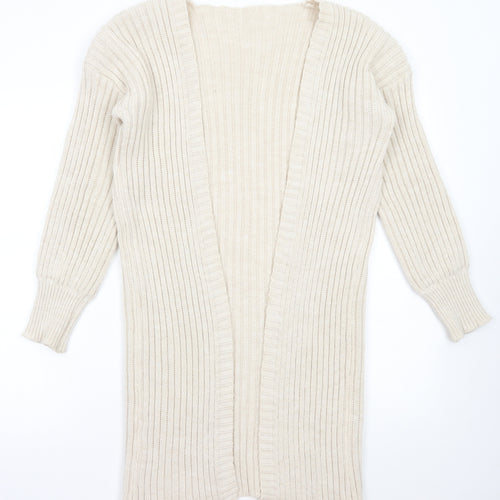 Preworn Womens Beige V-Neck Acrylic Cardigan Jumper Size S