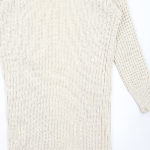 Preworn Womens Beige V-Neck Acrylic Cardigan Jumper Size S