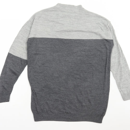 Matalan Womens Grey Round Neck Geometric Acrylic Pullover Jumper Size S - Star Print