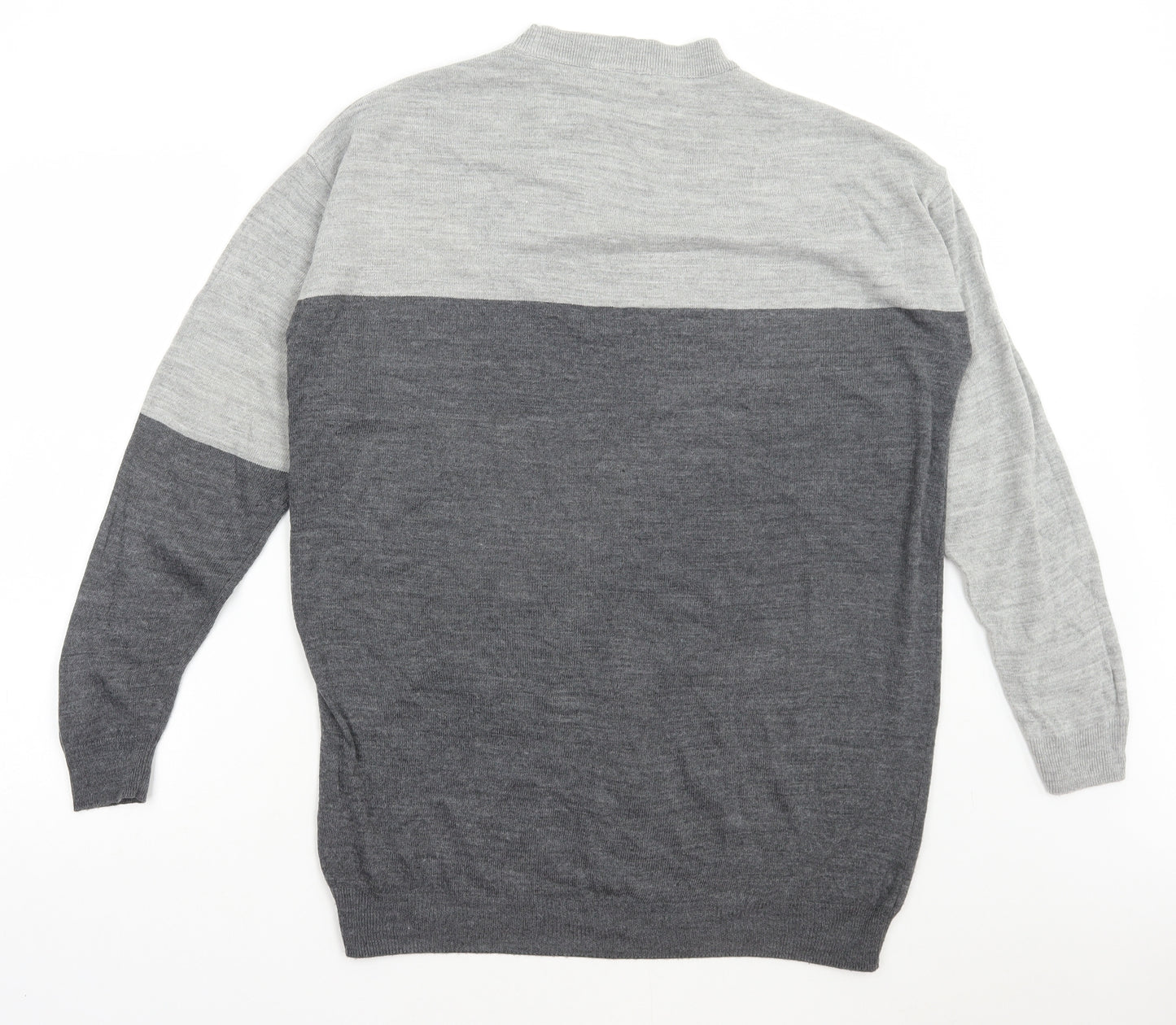 Matalan Womens Grey Round Neck Geometric Acrylic Pullover Jumper Size S - Star Print