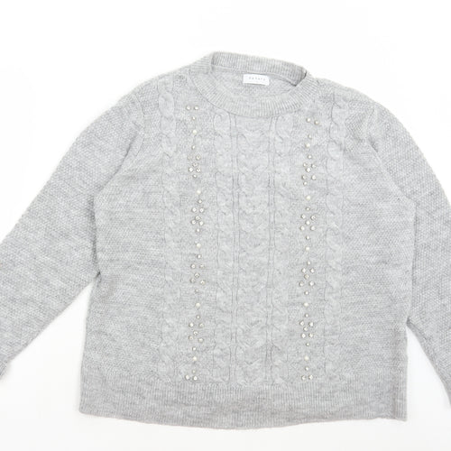 Matalan Womens Grey Round Neck Acrylic Pullover Jumper Size L