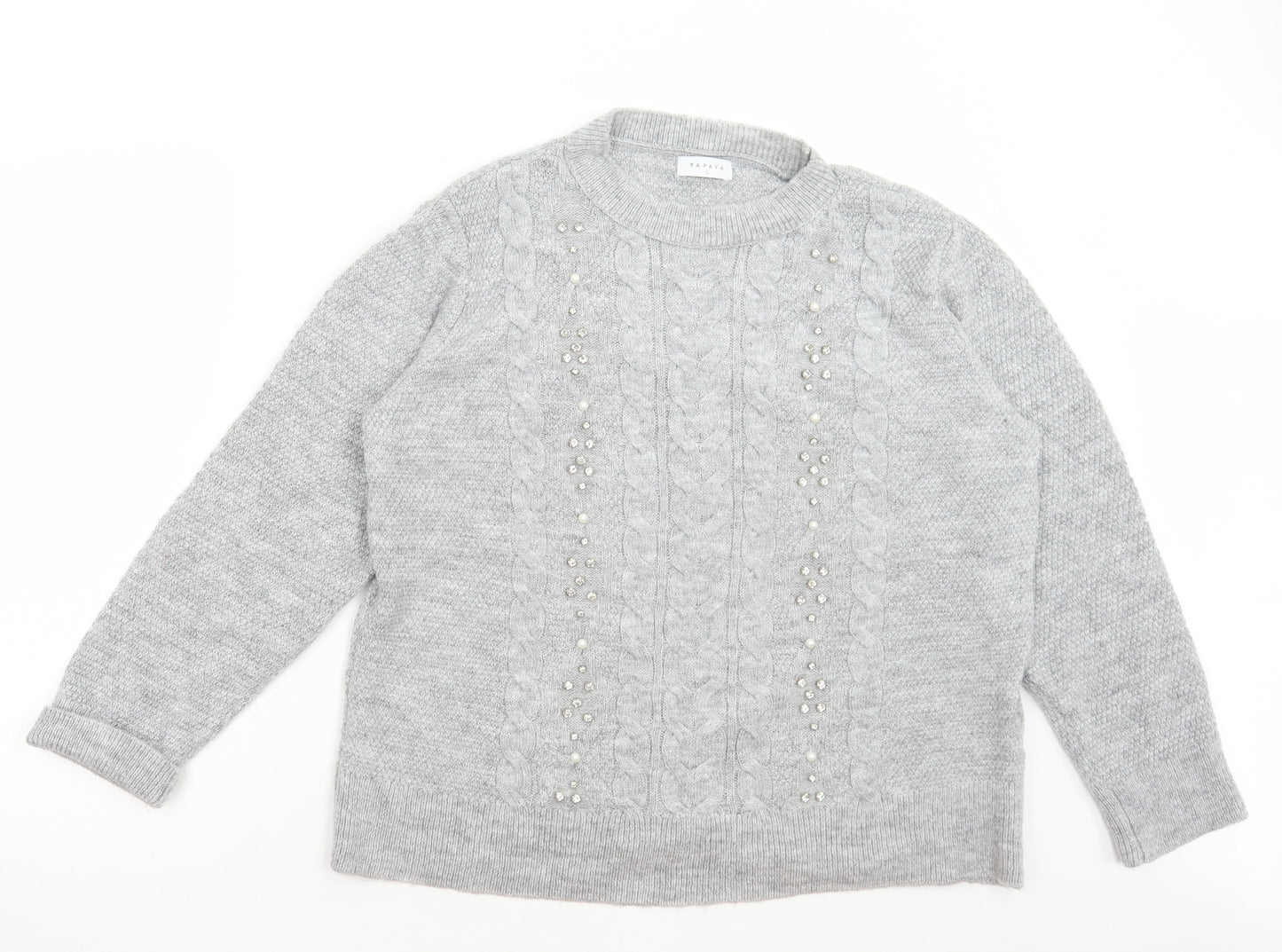 Matalan Womens Grey Round Neck Acrylic Pullover Jumper Size L