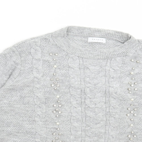 Matalan Womens Grey Round Neck Acrylic Pullover Jumper Size L
