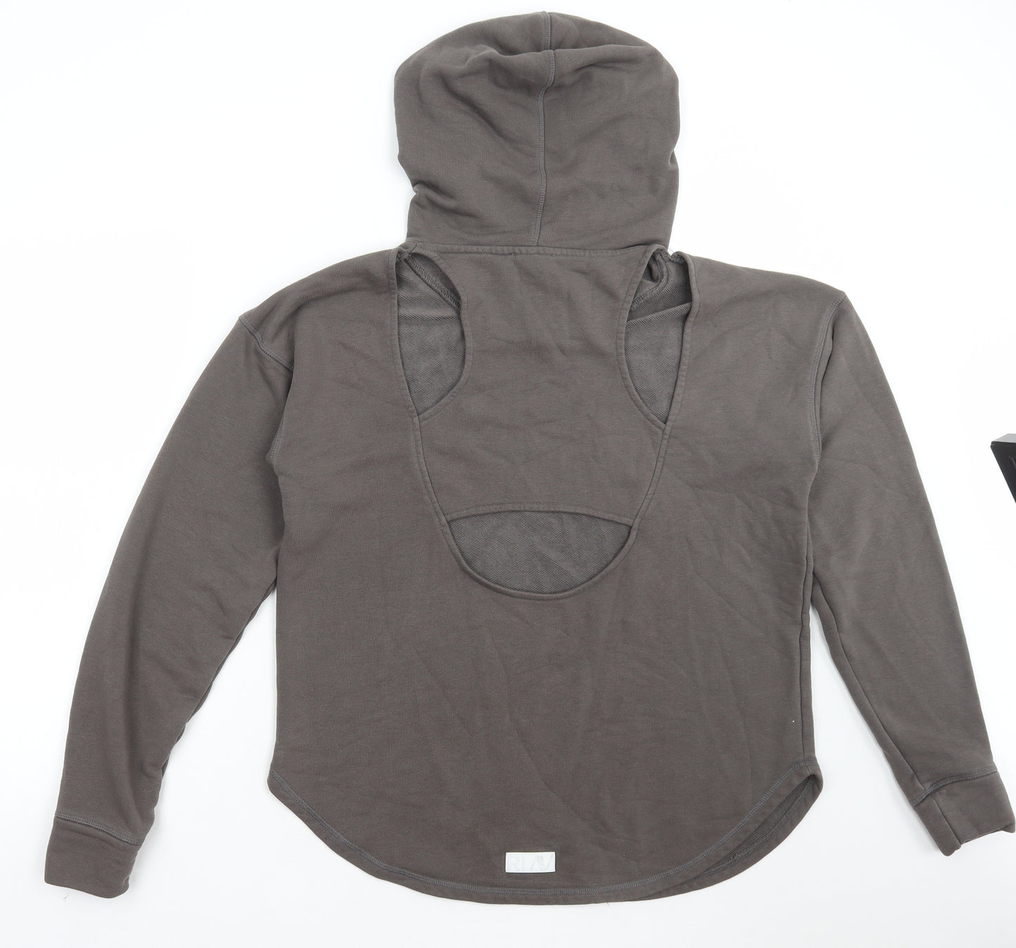 River Island Womens Grey Cotton Basic T-Shirt Size M Round Neck Pullover - Active Hoodie, RI Active, Cut out back