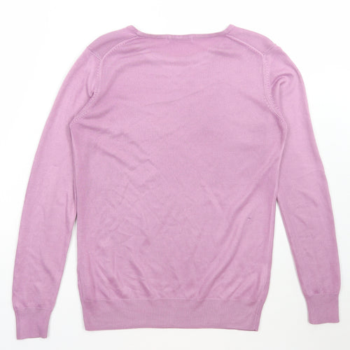 Marks and Spencer Womens Purple Round Neck Acrylic Pullover Jumper Size 8