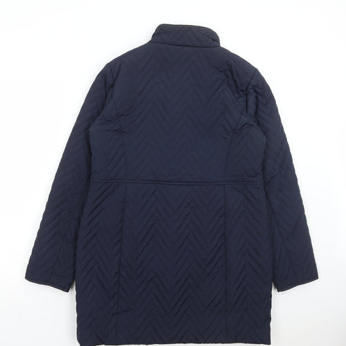 M&Co Womens Blue Quilted Coat Size 12 Zip