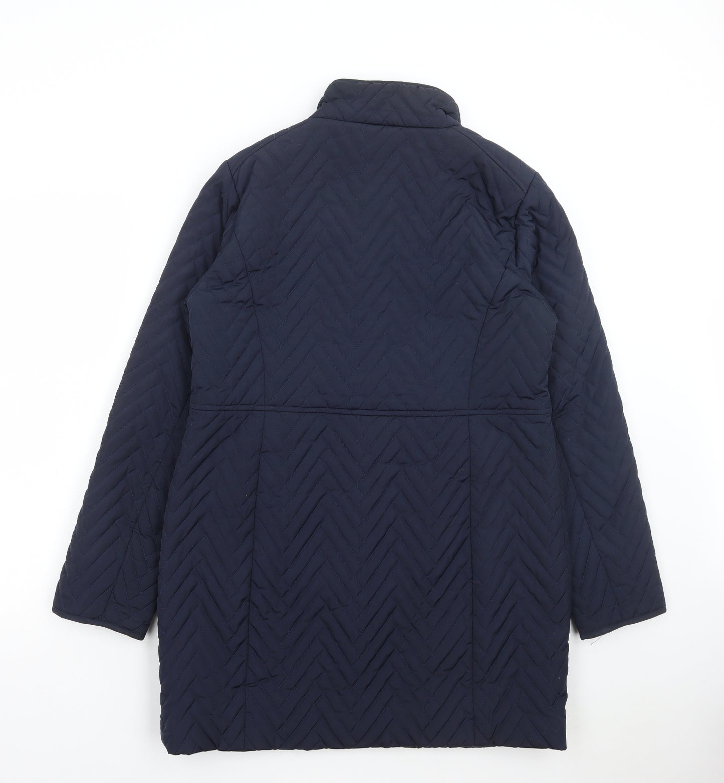 M&Co Womens Blue Quilted Coat Size 12 Zip