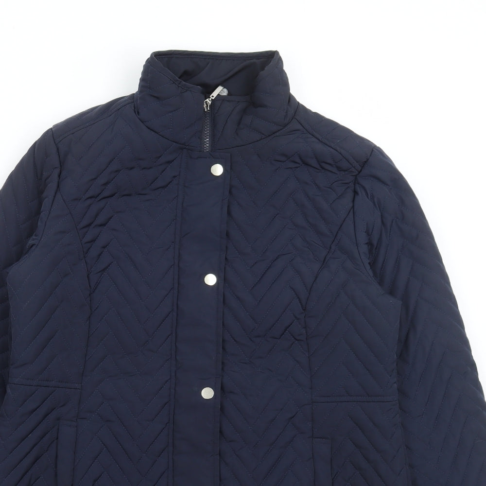 M&Co Womens Blue Quilted Coat Size 12 Zip