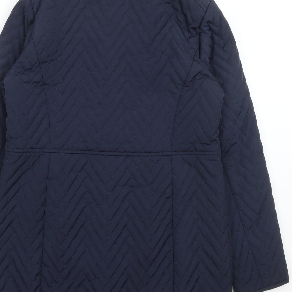 M&Co Womens Blue Quilted Coat Size 12 Zip
