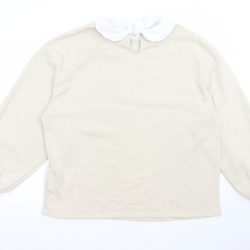 H&M Womens Beige Cotton Pullover Sweatshirt Size L Pullover