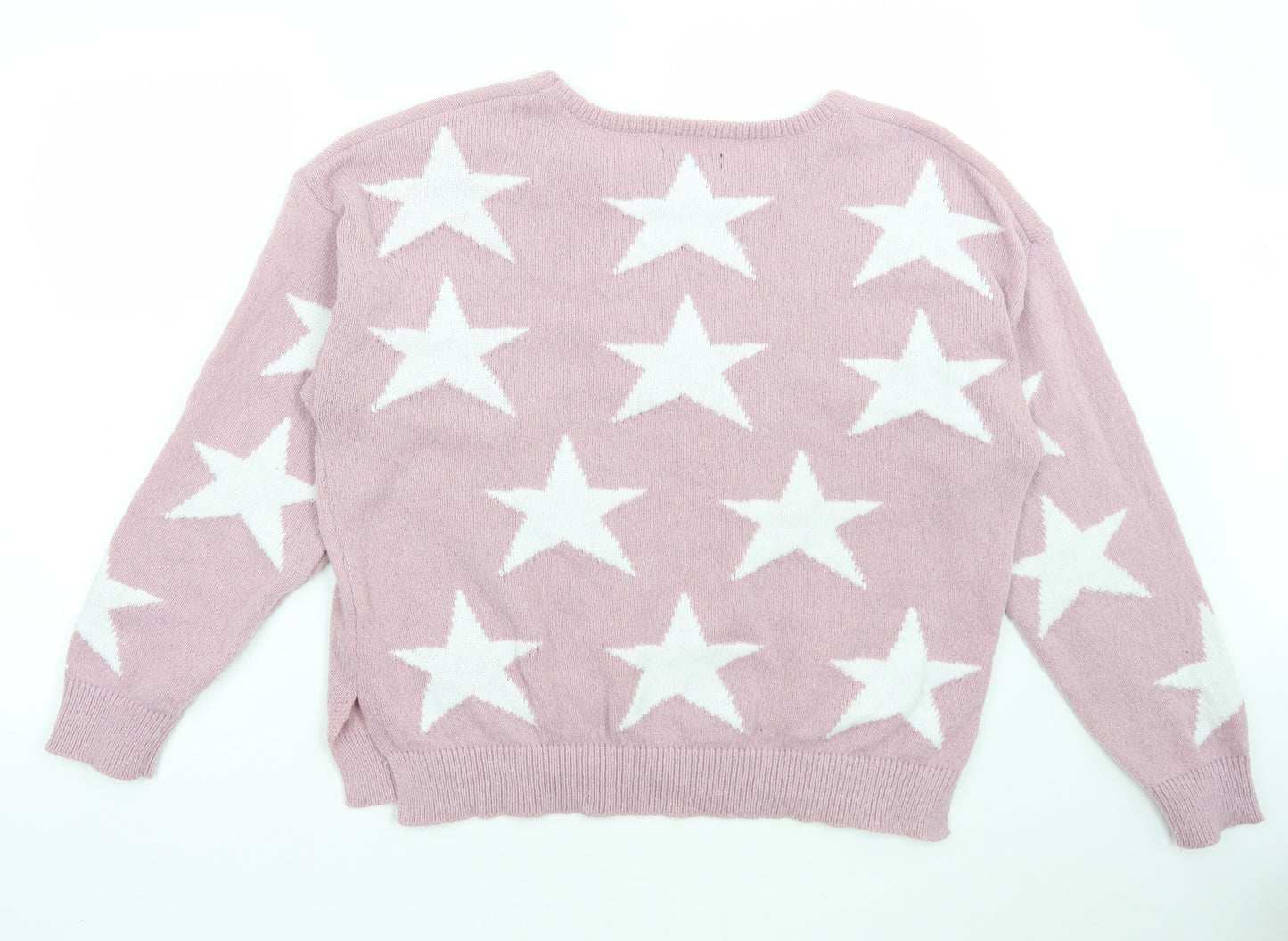 SheIn Womens Purple Round Neck Geometric Polyester Pullover Jumper Size XL - Star Print