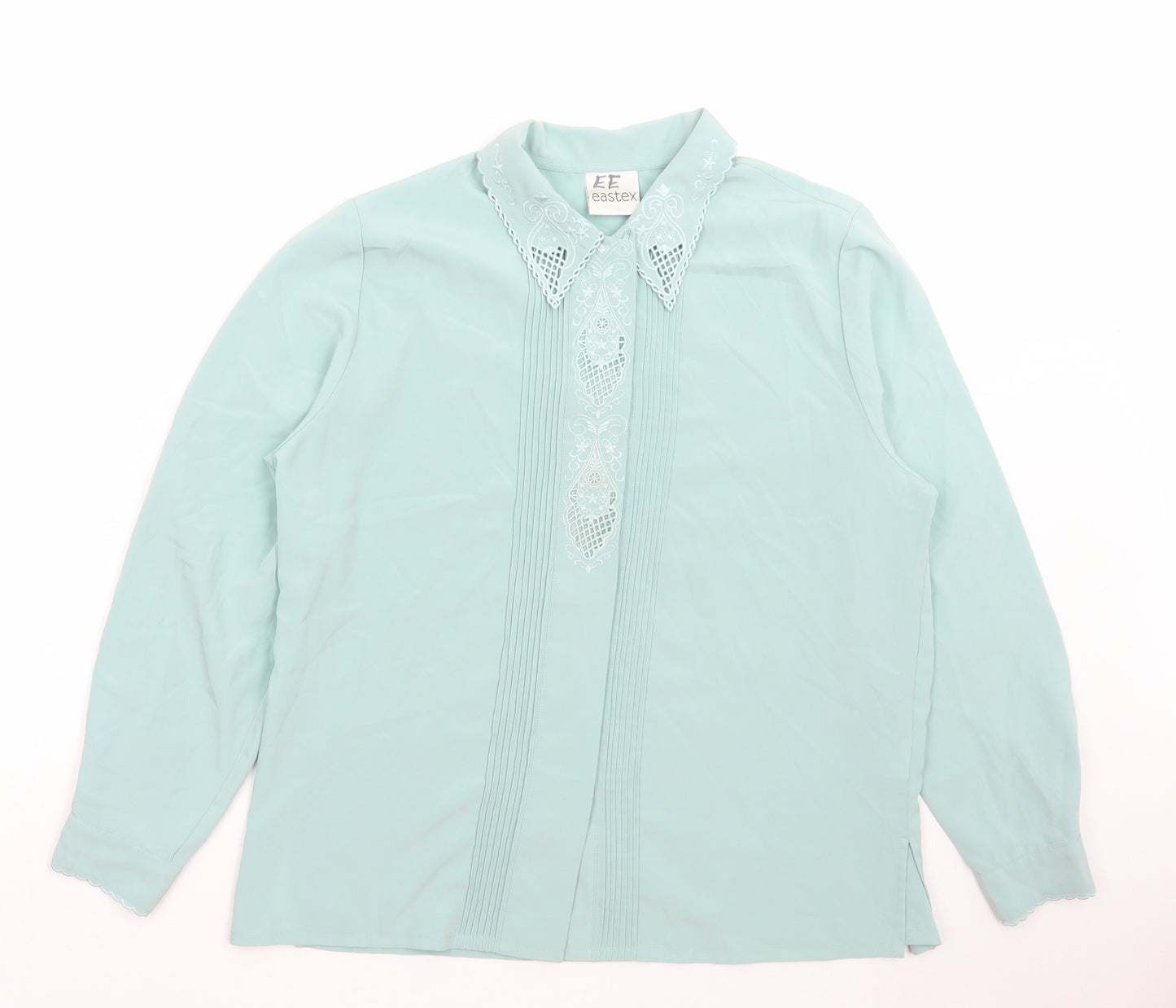 Eastex Womens Blue Polyester Basic Blouse Size 12 Collared