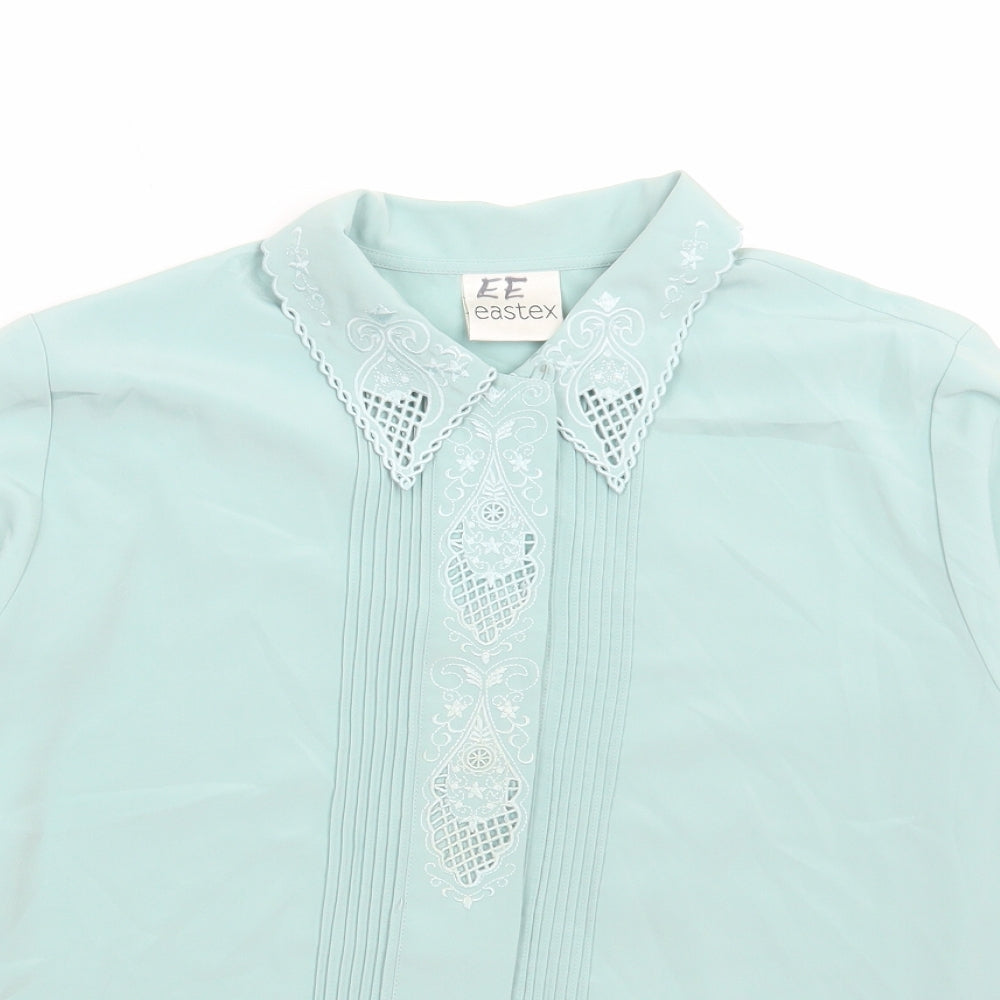 Eastex Womens Blue Polyester Basic Blouse Size 12 Collared