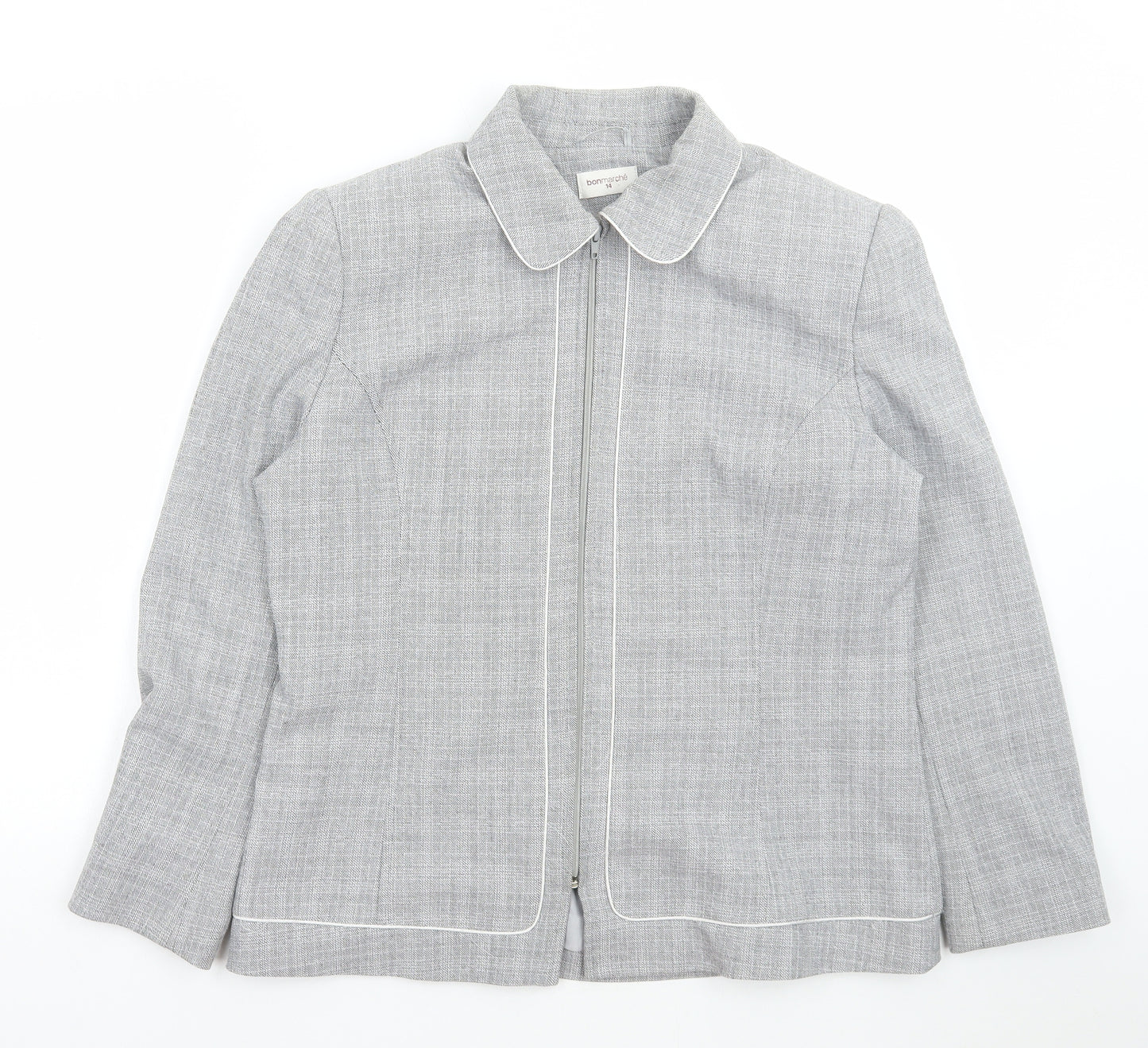 Bonmarché Womens Grey Jacket Size 14 Zip