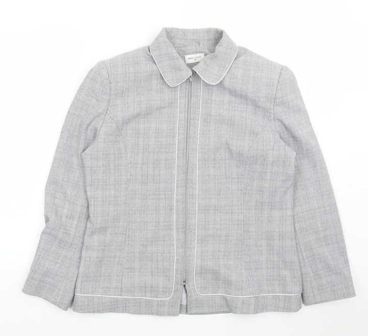 Bonmarché Womens Grey Jacket Size 14 Zip