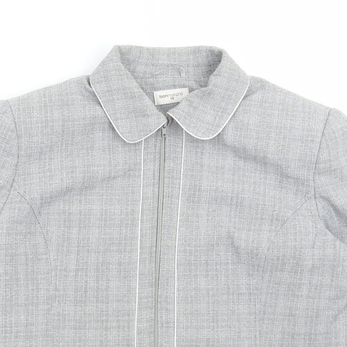 Bonmarché Womens Grey Jacket Size 14 Zip