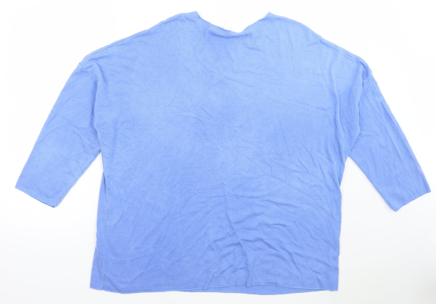 New Collection Womens Blue Viscose Basic T-Shirt Size 16 Boat Neck - Heart