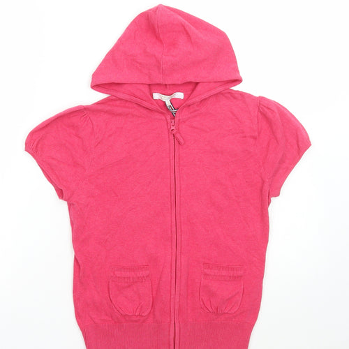 Spirit Union Womens Pink Round Neck Cotton Full Zip Jumper Size 14