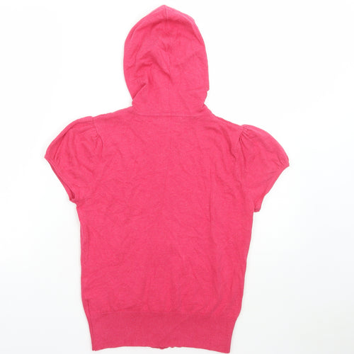 Spirit Union Womens Pink Round Neck Cotton Full Zip Jumper Size 14