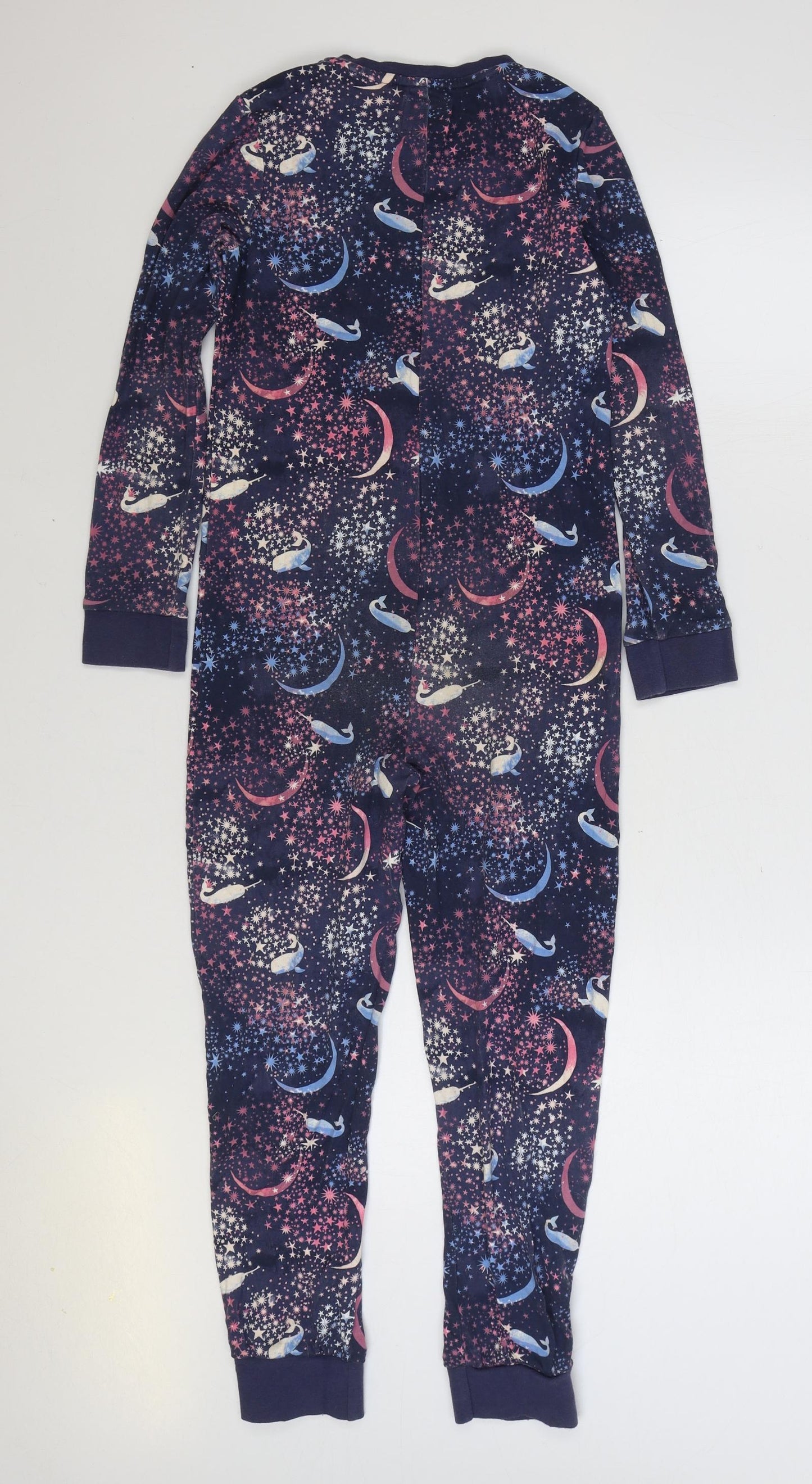 Fat Face Girls Blue Geometric Cotton Top One Piece Size 10-11 Years Snap - Narwhale Moon and Stars