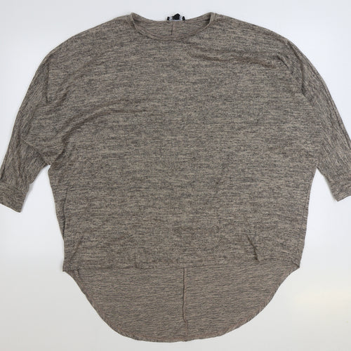 New Look Womens Beige Round Neck Polyester Pullover Jumper Size M