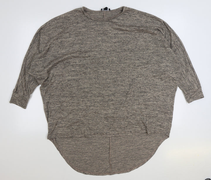 New Look Womens Beige Round Neck Polyester Pullover Jumper Size M