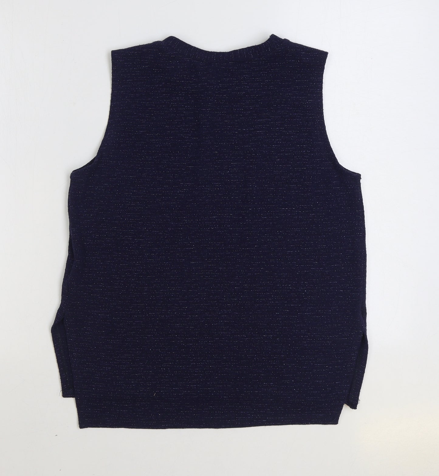 Oasis Womens Blue Round Neck Polyester Vest Jumper Size M