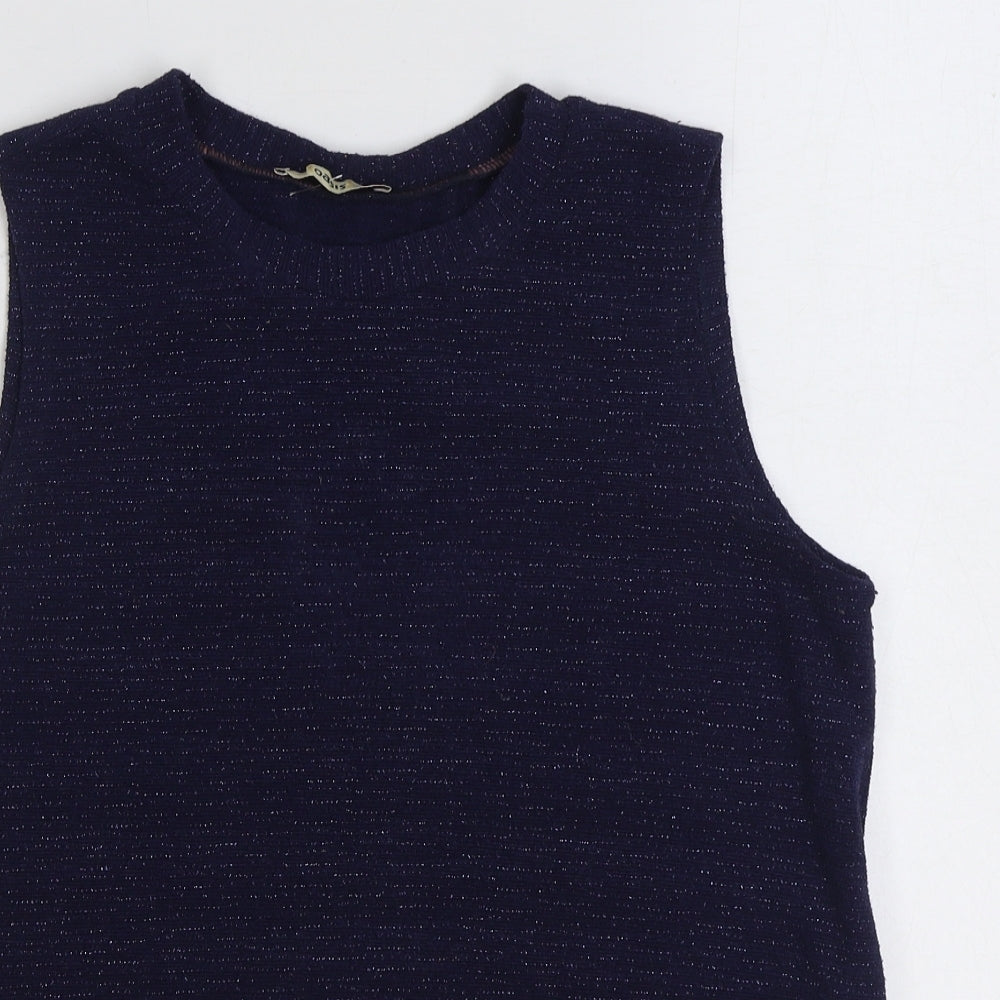 Oasis Womens Blue Round Neck Polyester Vest Jumper Size M