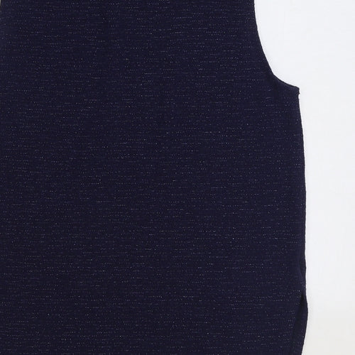 Oasis Womens Blue Round Neck Polyester Vest Jumper Size M