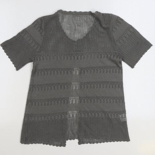 AMARANTO Womens Grey V-Neck Acrylic Cardigan Jumper Size 14