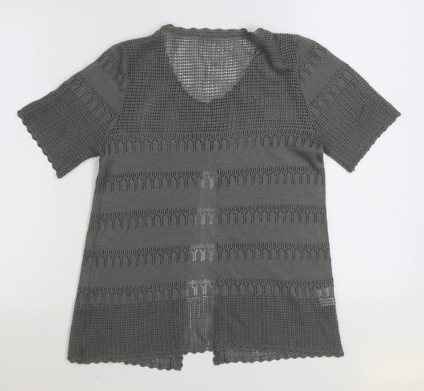 AMARANTO Womens Grey V-Neck Acrylic Cardigan Jumper Size 14