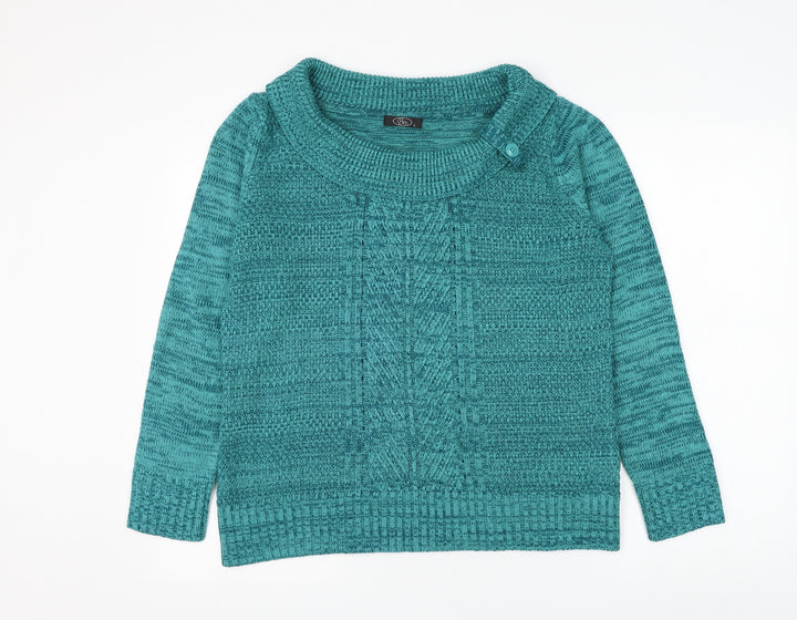 Bonmarché Womens Blue Boat Neck Acrylic Pullover Jumper Size S