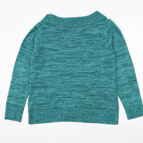 Bonmarché Womens Blue Boat Neck Acrylic Pullover Jumper Size S