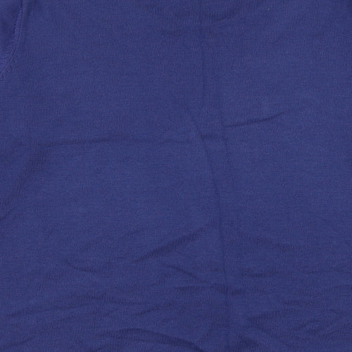 Chianti Womens Blue Round Neck Geometric Acrylic Pullover Jumper Size L