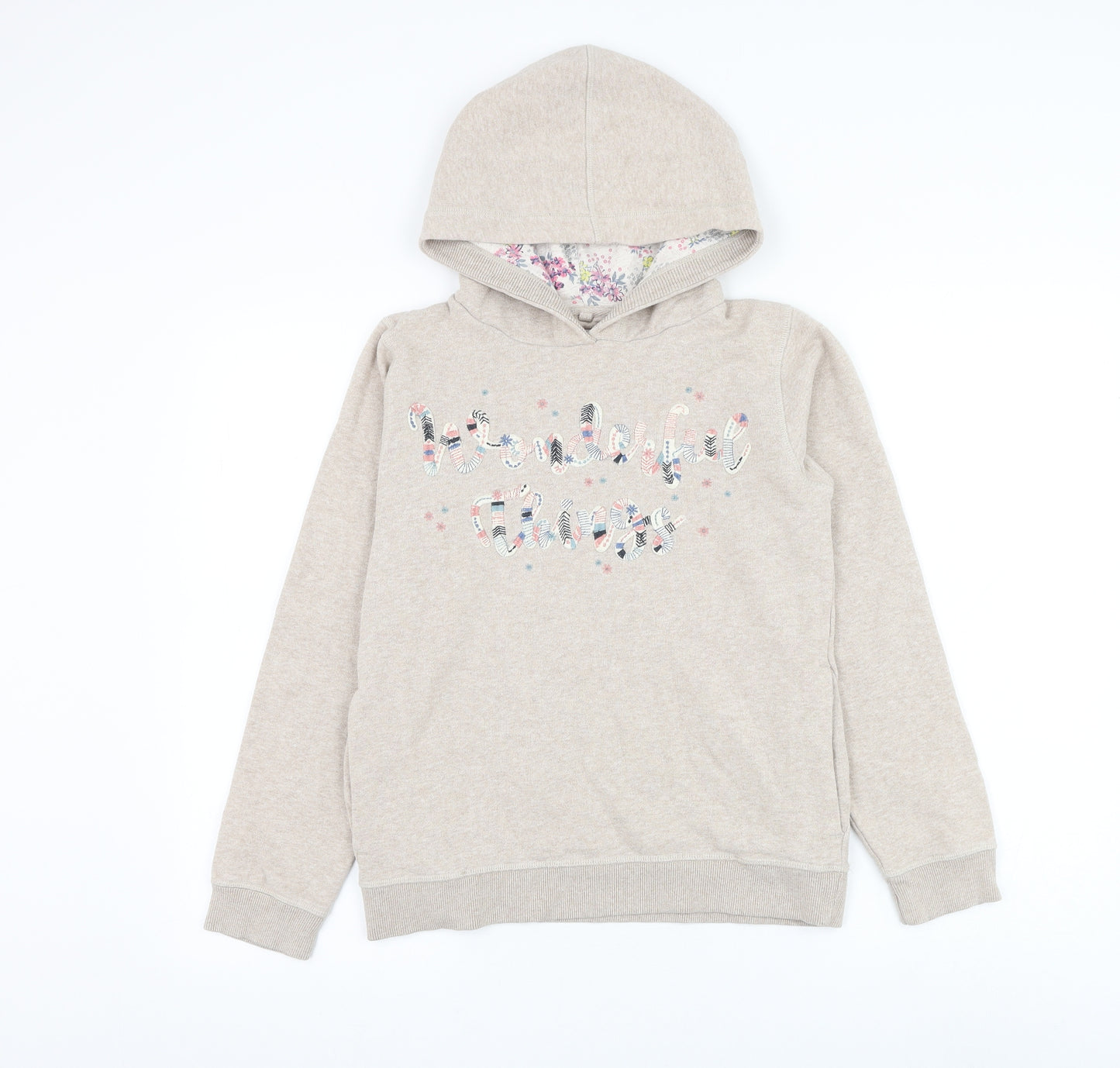 Fat Face Girls Beige Cotton Pullover Hoodie Size 12-13 Years Pullover - Wonderful Things