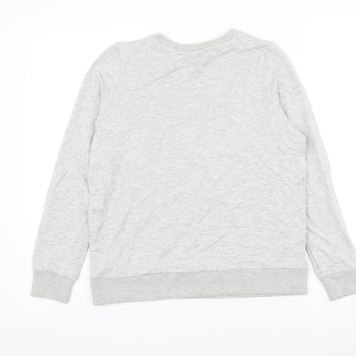 TU Womens Grey Cotton Pullover Sweatshirt Size 8 Pullover - Leopard Print Lips