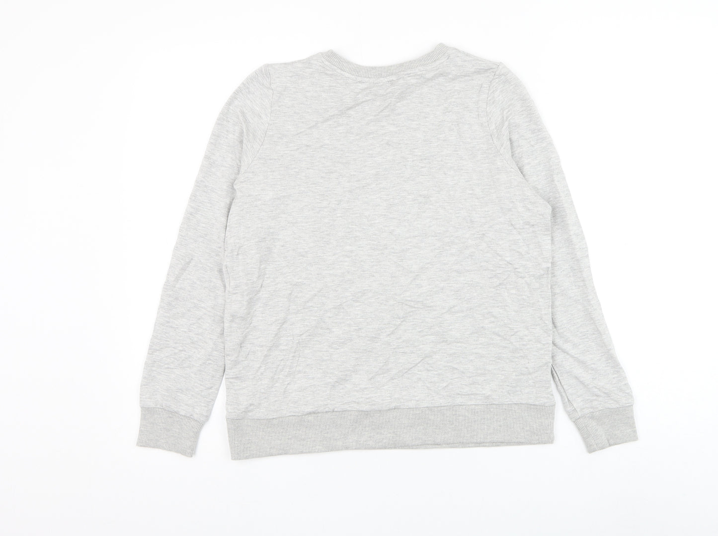 TU Womens Grey Cotton Pullover Sweatshirt Size 8 Pullover - Leopard Print Lips