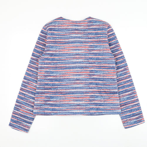 Anne De Lancay Womens Blue Striped Jacket Blazer Size S