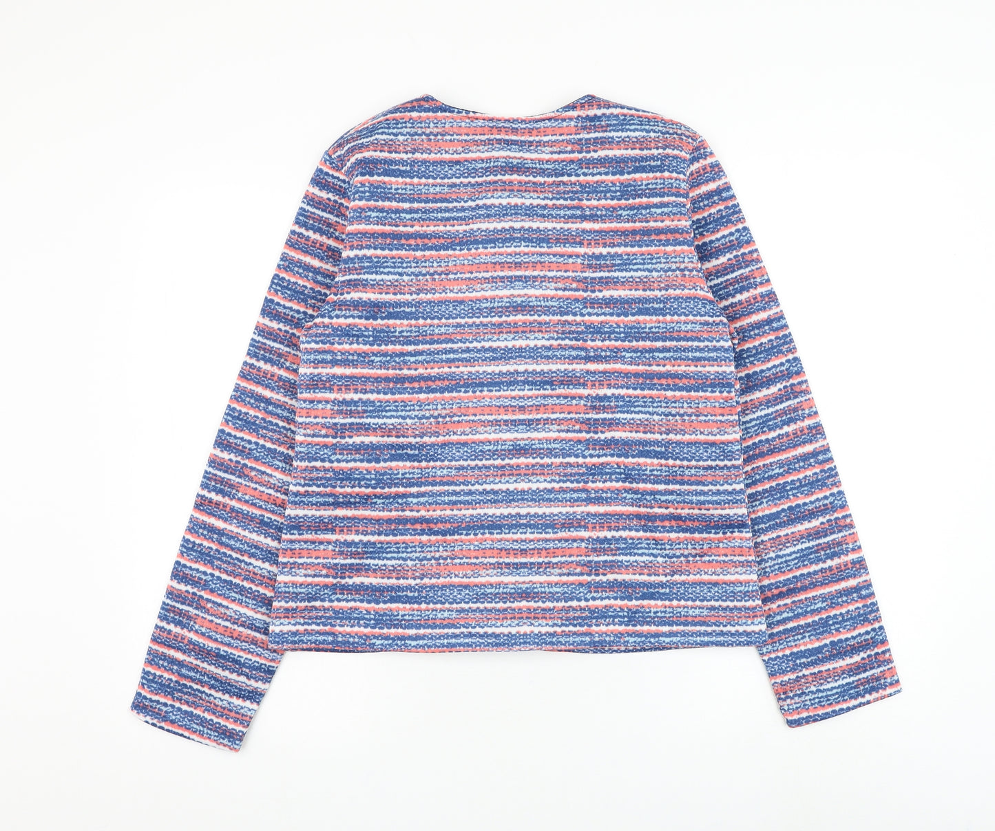 Anne De Lancay Womens Blue Striped Jacket Blazer Size S