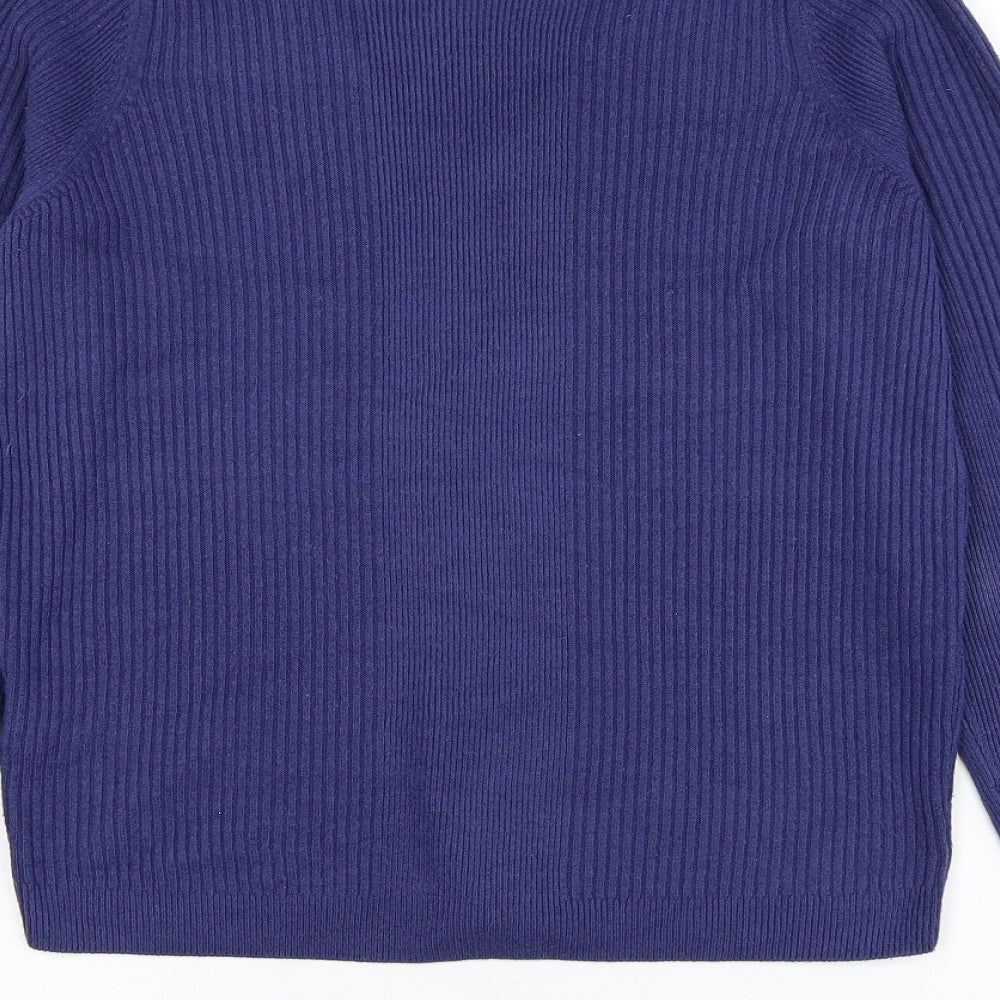 Marks and Spencer Womens Blue V-Neck Acrylic Pullover Jumper Size 10