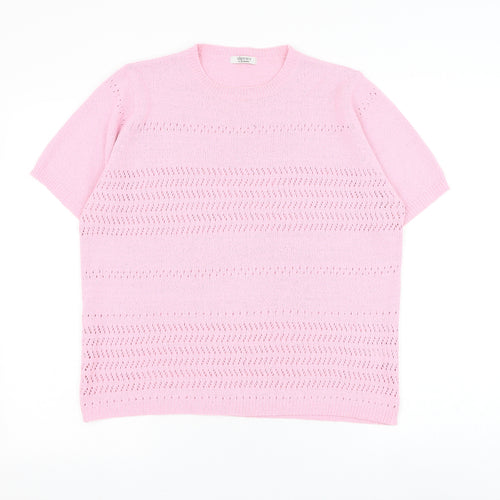 Berkertex Womens Pink Round Neck Acrylic Pullover Jumper Size 14